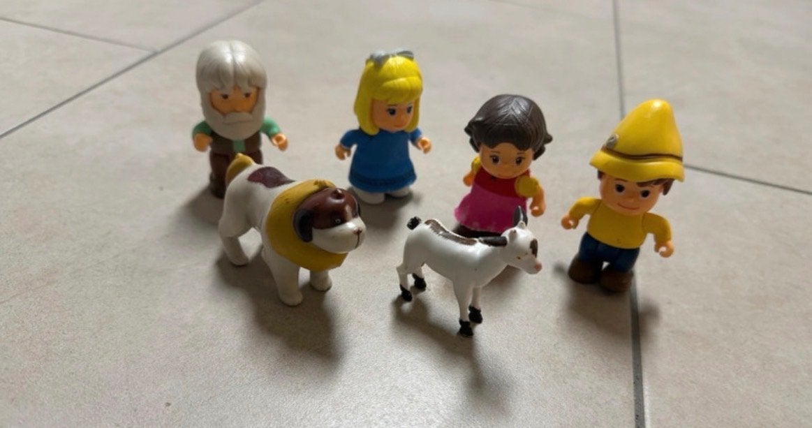 Heidi compleet figurenset - Heidi, Peter, opa, hond en geit, Ophalen of Verzenden