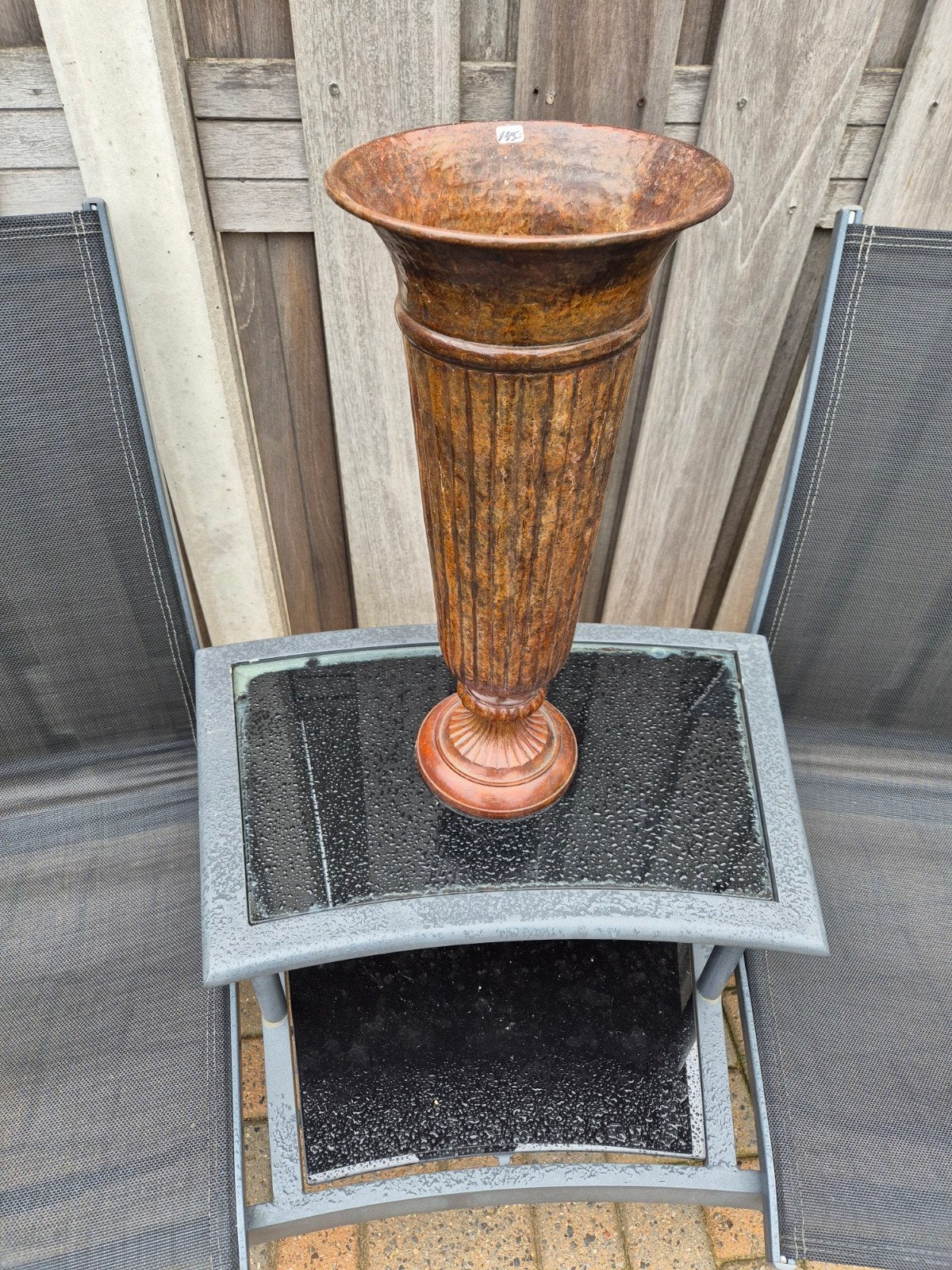 Decoratieve roestkleurige vaas/zuil - 48 cm hoog, Ophalen of Verzenden