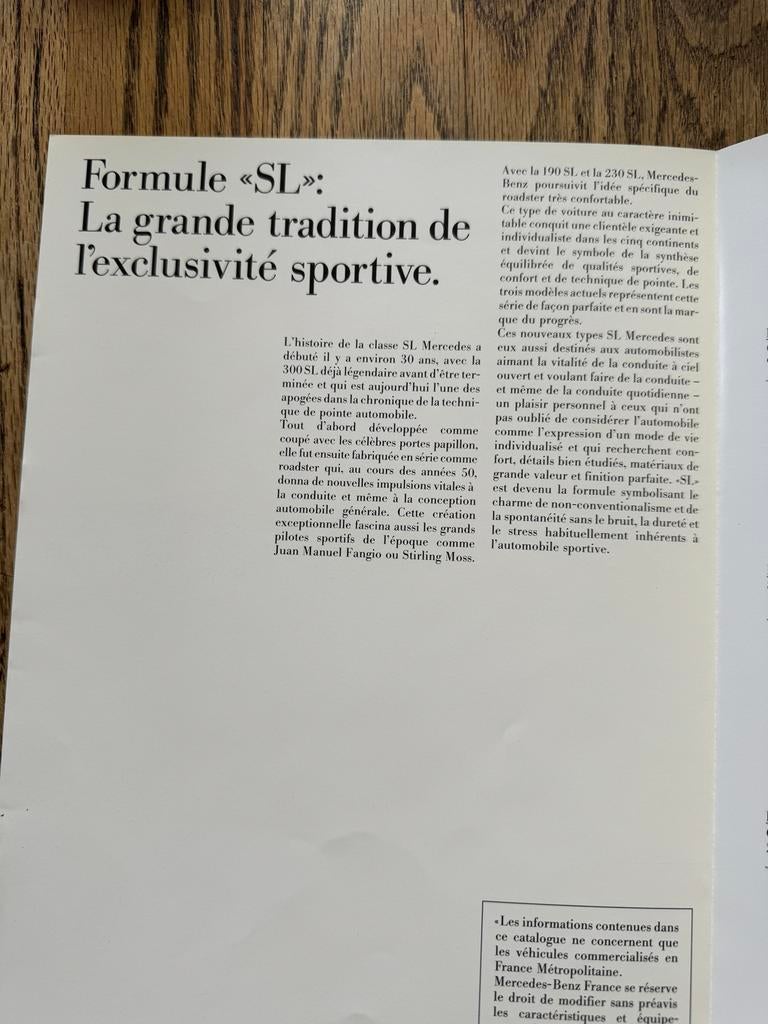 Mercedes-Benz 300 SL, 420 SL, 500 SL brochure, Auto diversen, Handleidingen en Instructieboekjes, Ophalen of Verzenden