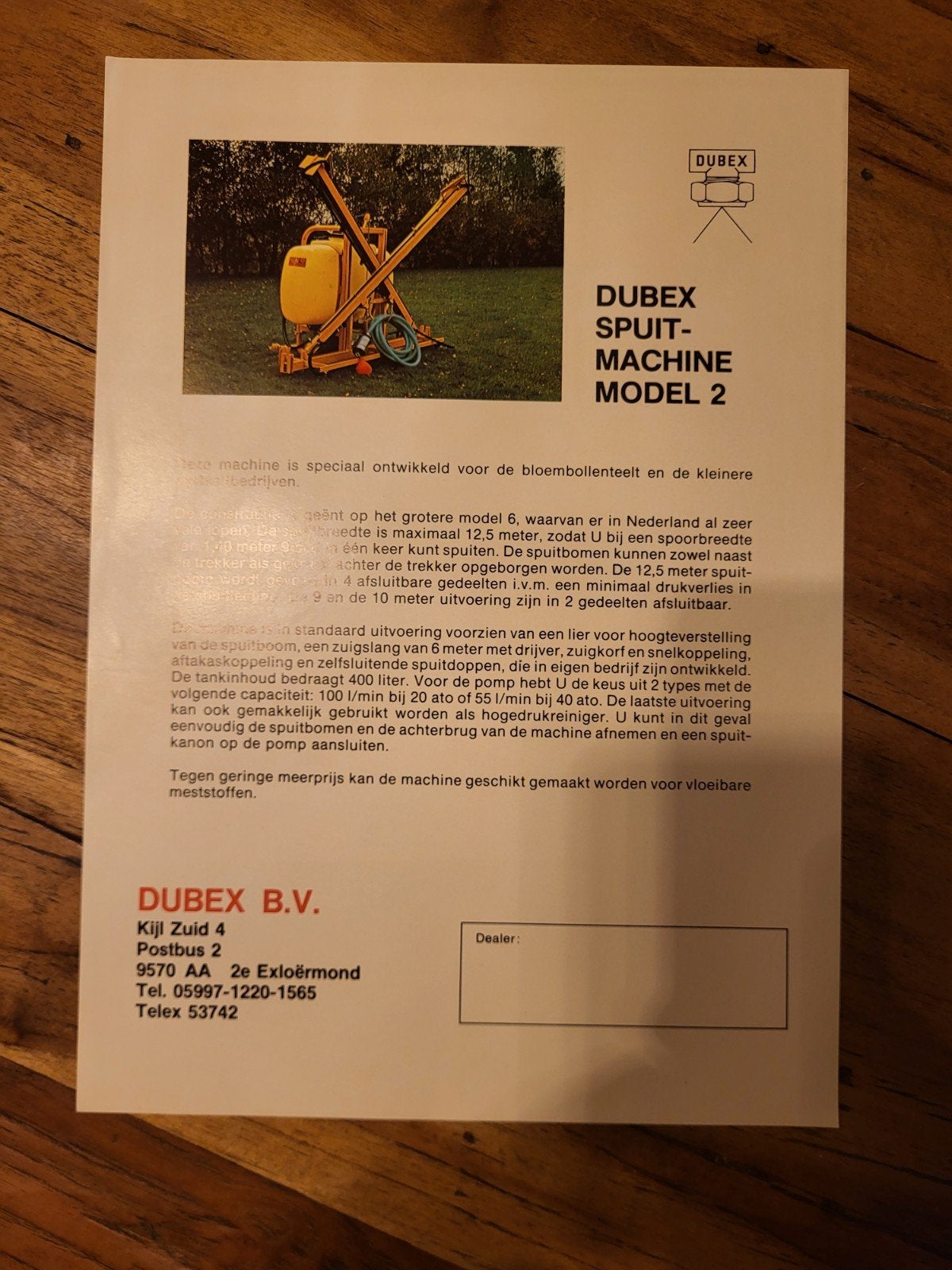 tractor folder DUBEX spuitmachine model 2, Ophalen of Verzenden, Zo goed als nieuw