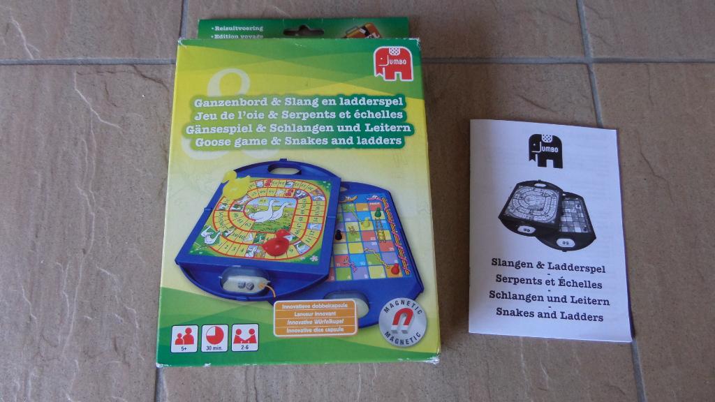ganzenbord en slang en ladderspel Jumbo reisspel Magnetisch, Ophalen of Verzenden, Zo goed als nieuw, Reisspel