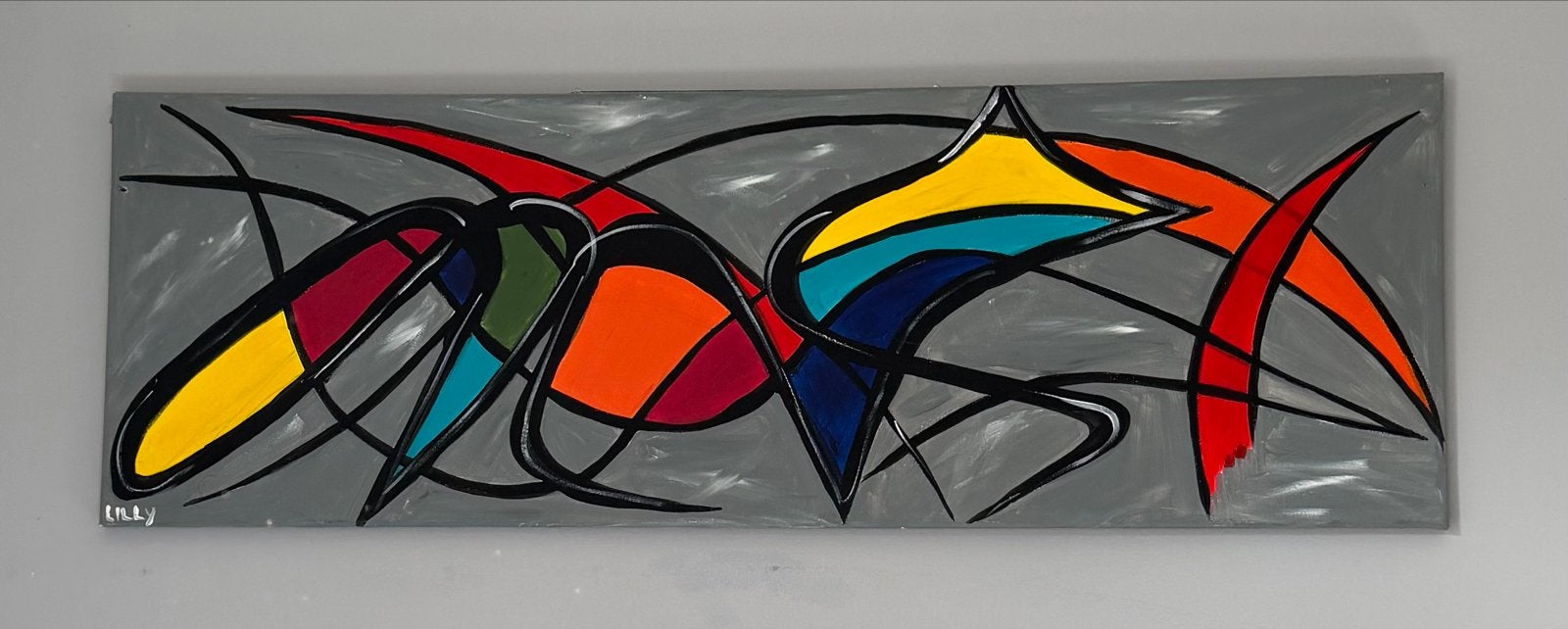 Abstract Schilderij 120x40 cm - Kleurrijk en Modern, Ophalen
