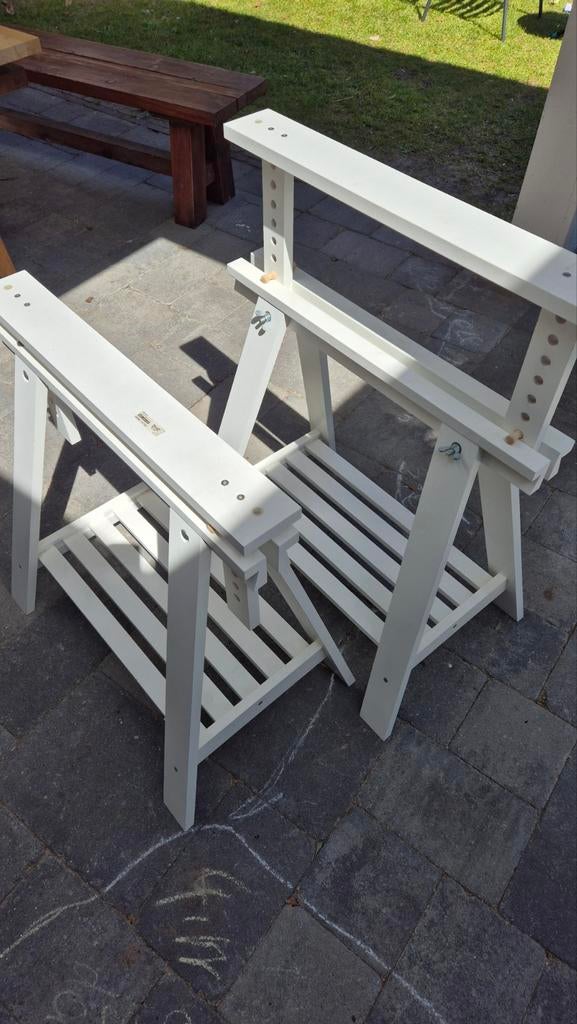 2x IKEA schragen, verstelbaar 70-93cm, Huis en Inrichting, Tafelonderdelen, Ophalen