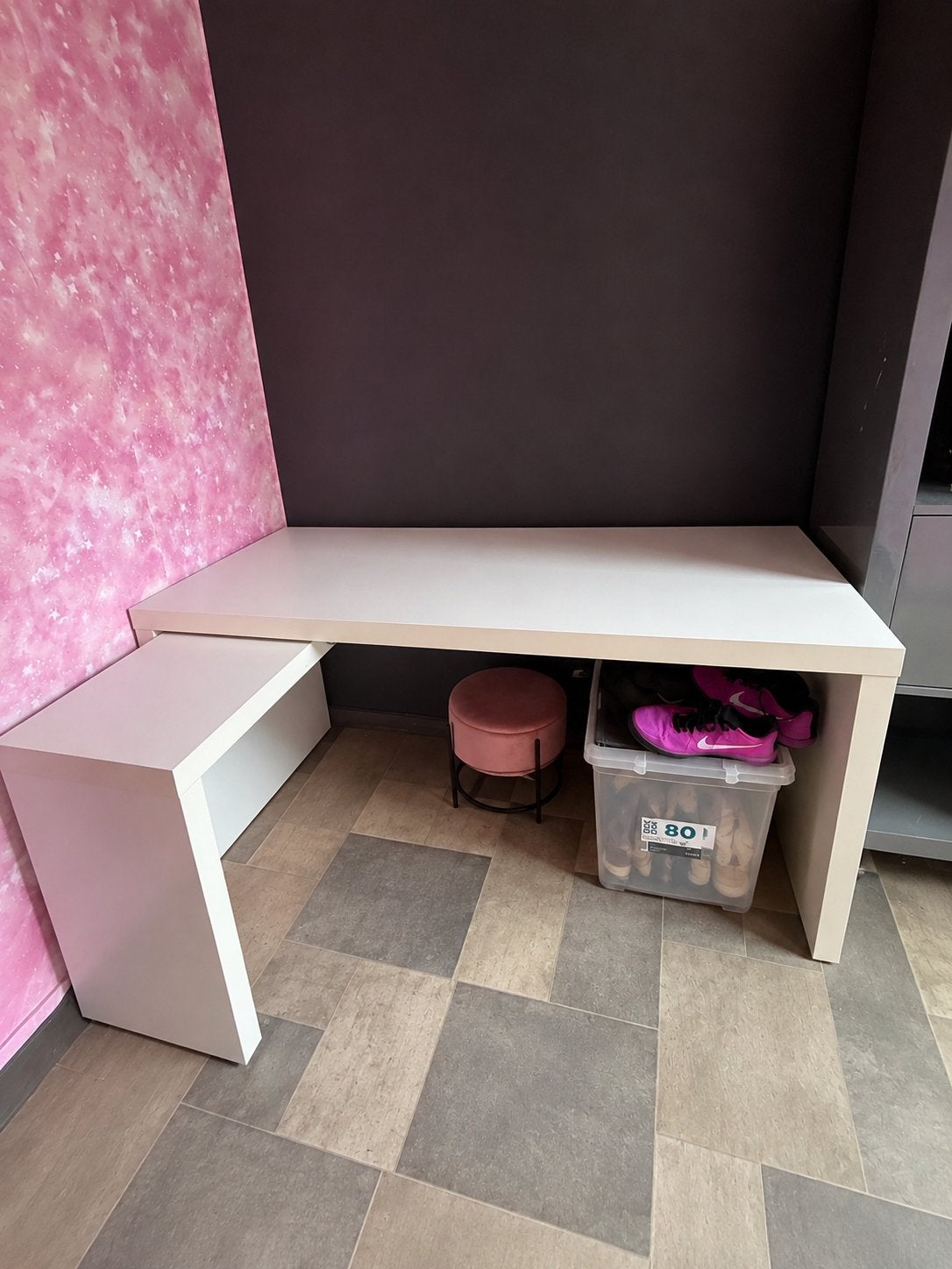 Uitschuifbaar bureau van IKEA - wit, Ophalen, Opbergruimte, Gebruikt, IKEA