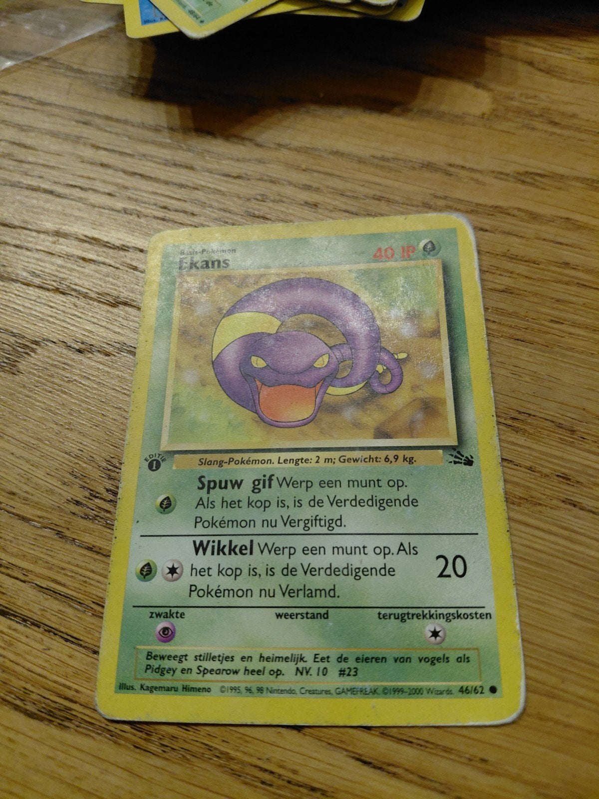 Ekans 1st edition - kaart 46/62 (Base set NL), Ophalen of Verzenden, Gebruikt, Losse kaart, Foil