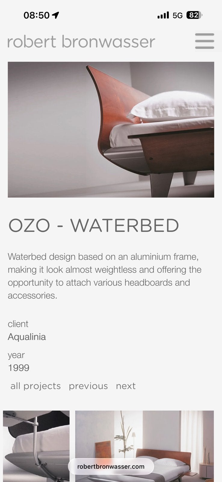 Aqualinea design waterbed, Ophalen, Duo-systeem, 210 cm, Tweepersoons