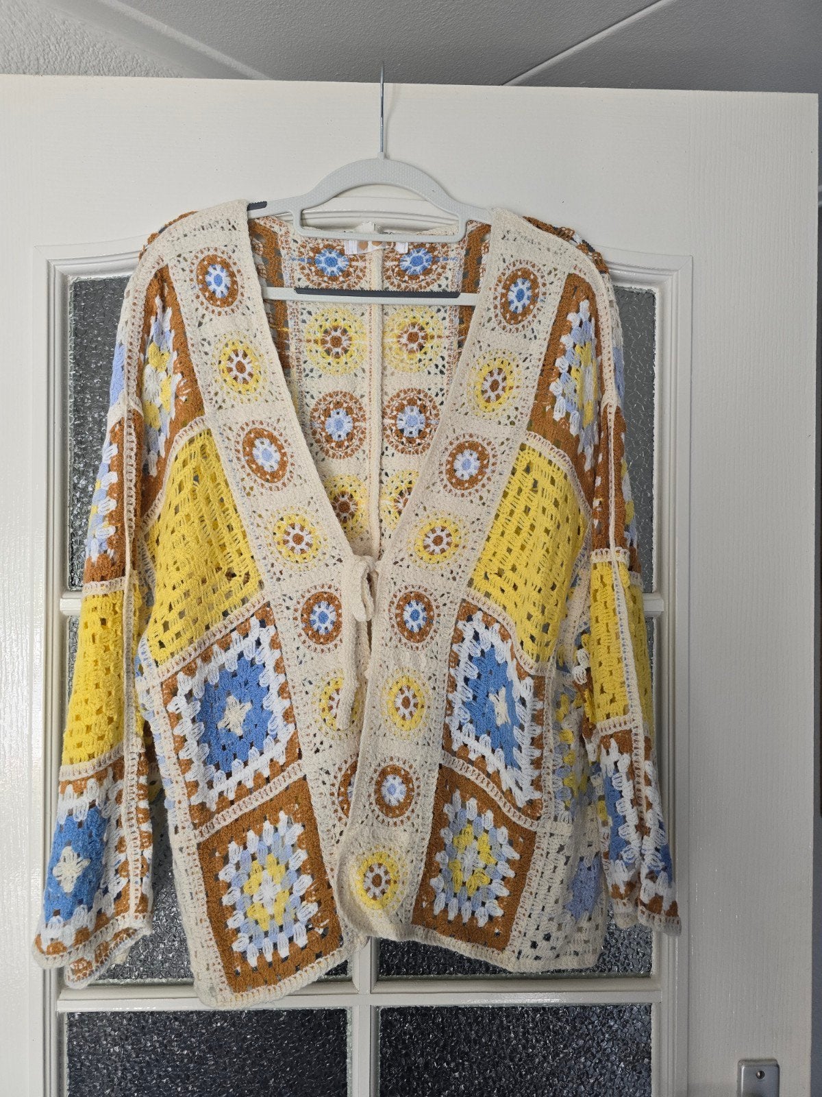 nieuw gehaakt vestje 38 40 42 44 geel bruin blauw, Ophalen of Verzenden, Nieuw, Maat 38/40 (M), Blauw