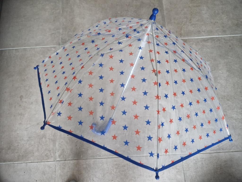 Leuke kinderparaplu met sterrenprint, Sieraden, Tassen en Uiterlijk, Paraplu's, Ophalen, Transparant, Gebruikt, Blauw