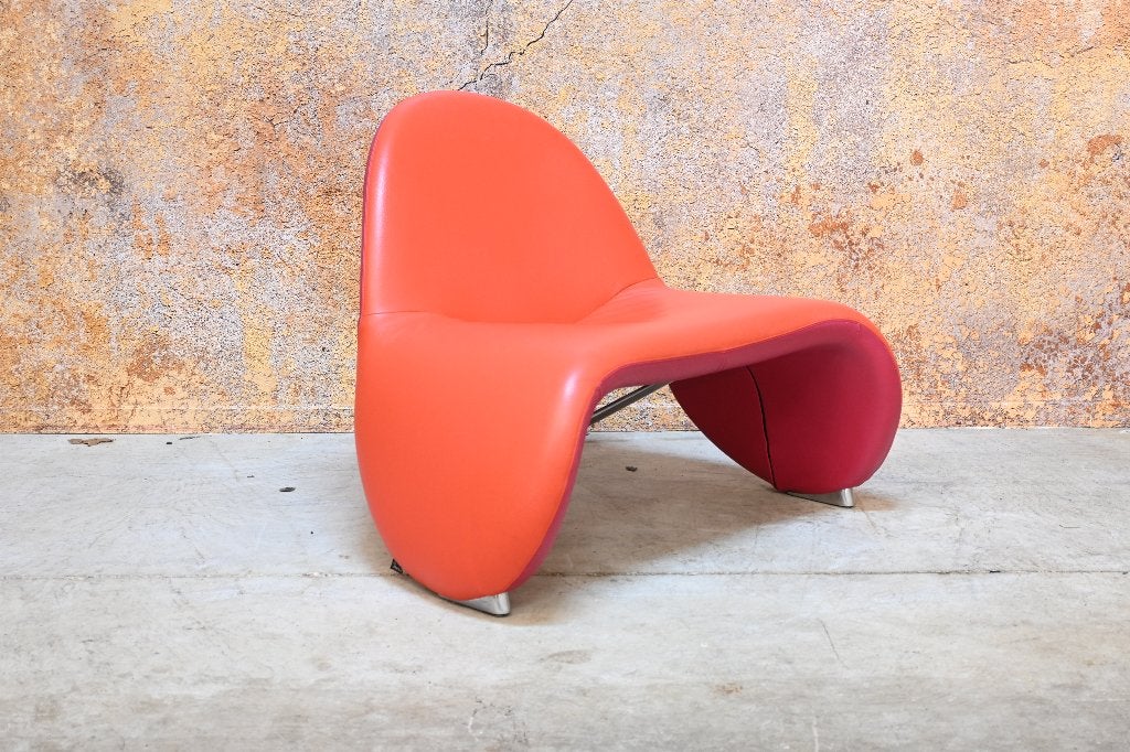 ZGANieuw rode leren Leolux Sella design fauteuil, Leolux, Leolux, 75 tot 100 cm, Ophalen of Verzenden