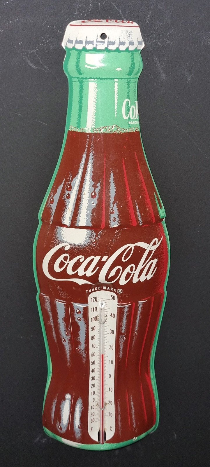 Vintage Coca-Cola Thermometer - Decoratieve Flesvorm, Verzamelen, Ophalen of Verzenden, Gebruikt, Reclamebord
