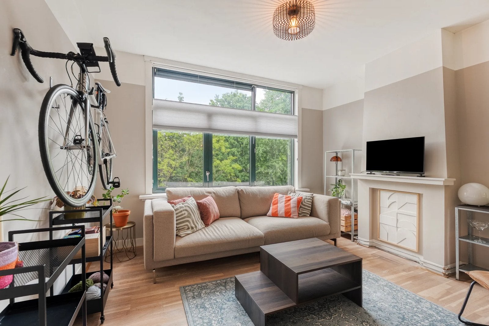 Beige bank, Huis en Inrichting, Banken | Bankstellen, Ophalen, Gebruikt, Stof