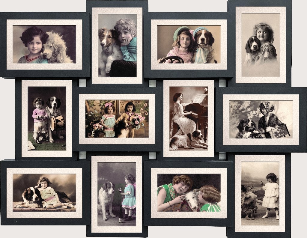 Nostalgische honden fotocollage 58x45 cm ingelijst NIEUW‼️, Oorspronkelijke maker, Nieuw, Ophalen of Verzenden, Foto of Poster