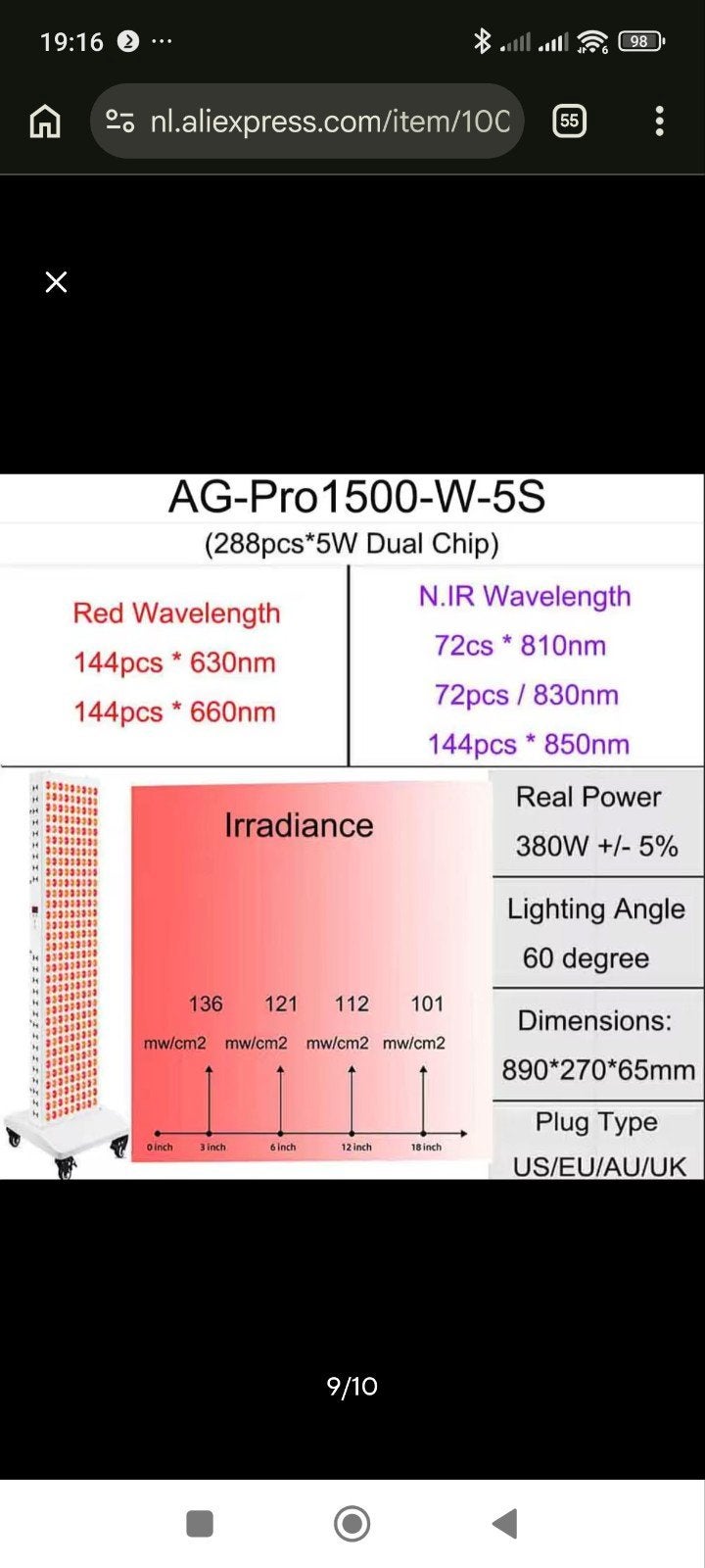 Professioneel LED Rood Licht Therapie Paneel 1500W, Ophalen, Nieuw, Overige typen