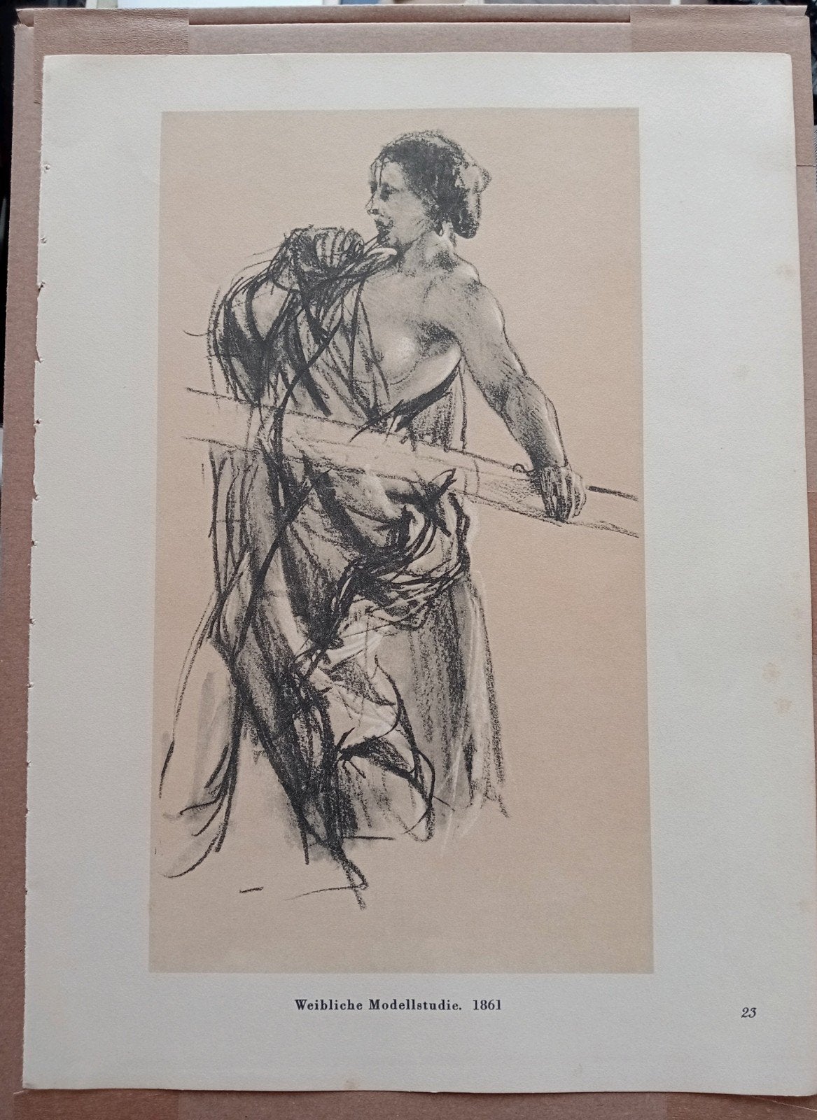 Menzel Vrouwelijke studie prent, Ophalen of Verzenden, Voor 1940, Gebruikt