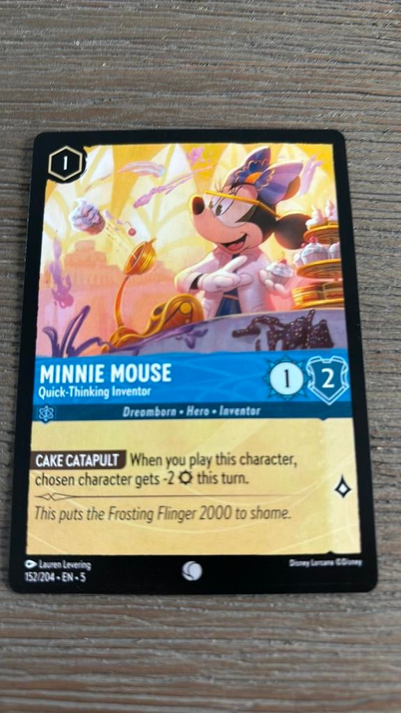 Disney Lorcana Minnie Mouse inventor 152-204 5SSK nonfoil, Ophalen of Verzenden, Zo goed als nieuw, Losse kaart