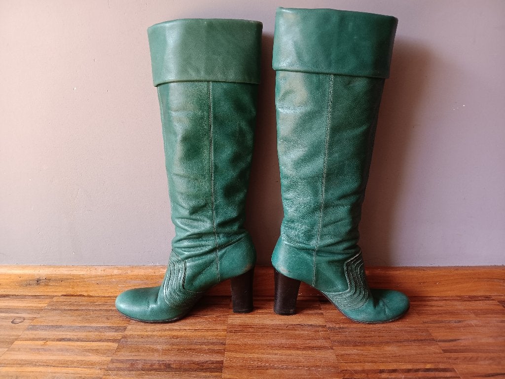 Groene lederen knielaarzen van Miss Sixty, Kleding | Dames, Schoenen, Hoge laarzen, Ophalen of Verzenden, Gedragen, Groen