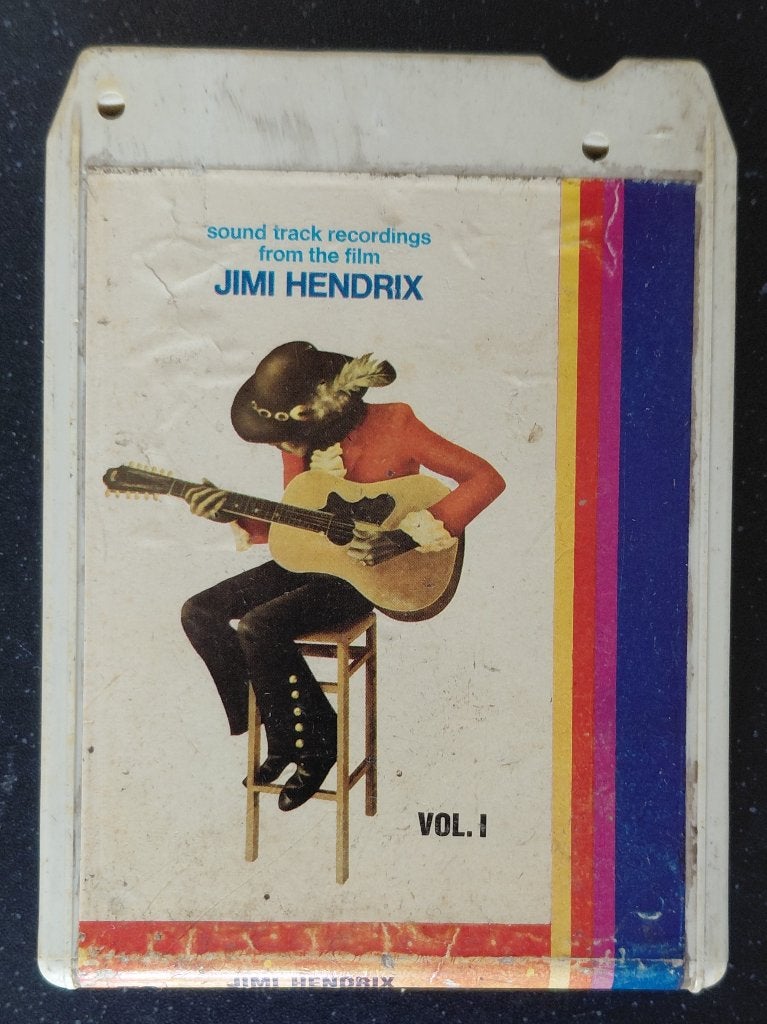 8-track tape soundtrack documentairefilm "Jimi Hendrix" 1973, Ophalen of Verzenden, Gebruikt, 1 bandje, Origineel