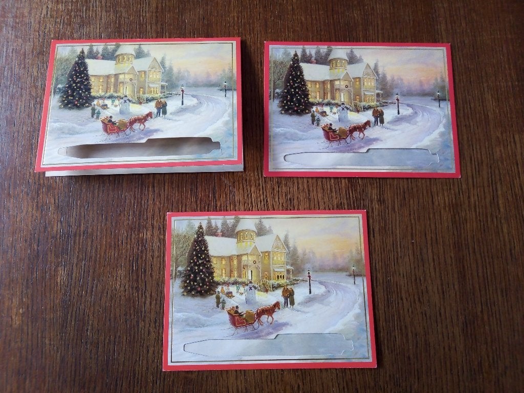 3 x 3D luxe pop-up kerst/nieuwjaarskaarten/thomas kinkade, Ophalen of Verzenden, Nieuw