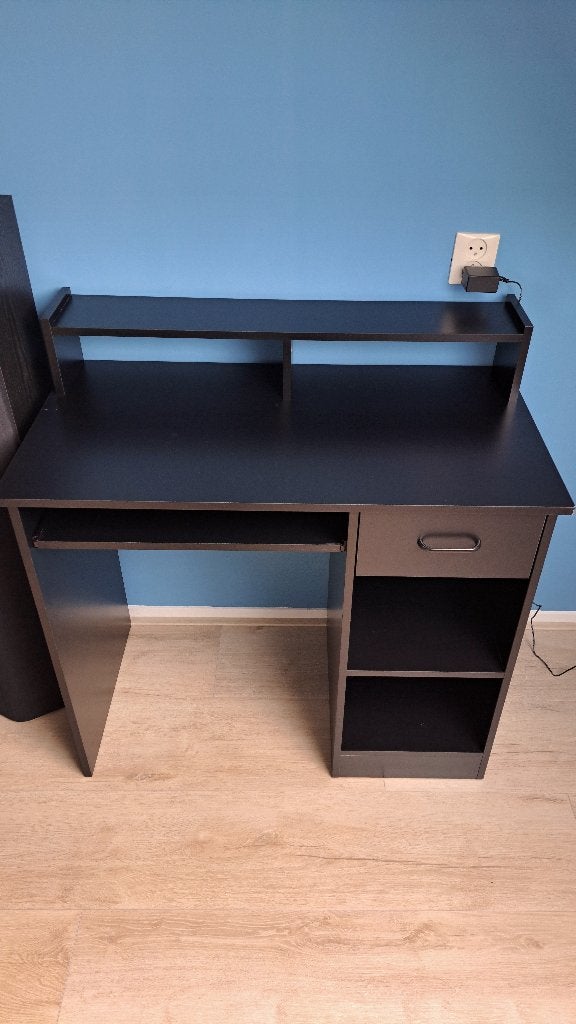 Zwart smal bureau (nieuw in doos, lees beschrijving), Huis en Inrichting, Bureaus, Ophalen, Zwart, 48 cm, 90 cm