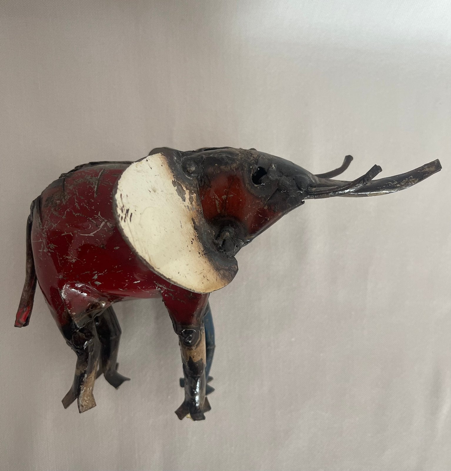 Handgemaakte metalen olifant scrap‑art kunst industrieel, Gebruikt, Meerkleurig, Ophalen of Verzenden, Metaal