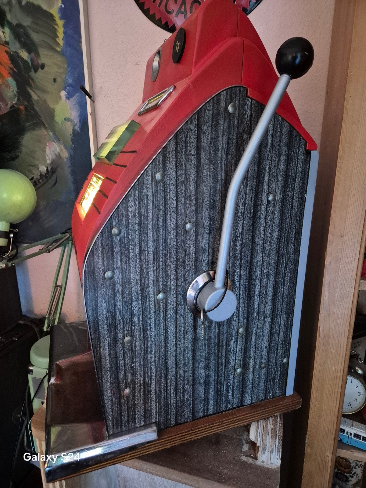 Sega slotmachine jaren 50-60, Verzamelen, Automaten | Gokkasten en Fruitautomaten, Overige munten, Ophalen, Gebruikt, Met sleutels