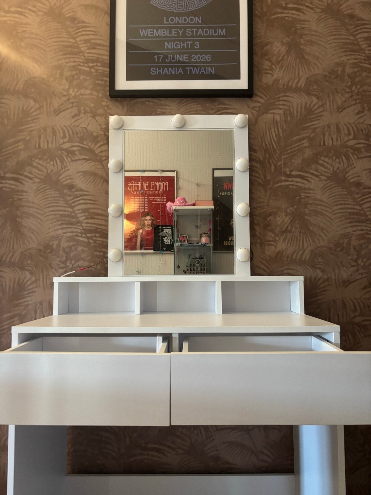 Witte kaptafel met spiegel en verlichting, Ophalen, Gebruikt, 50 tot 100 cm, Minder dan 100 cm