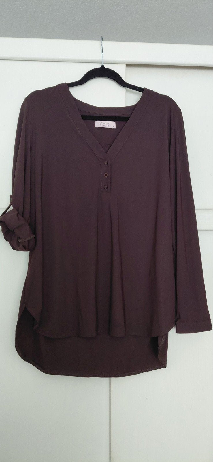 Studio Anneloes Evi blouse xl travel espresso met knoopjes, Kleding | Dames, Verzenden, Zo goed als nieuw, Maat 46/48 (XL) of groter