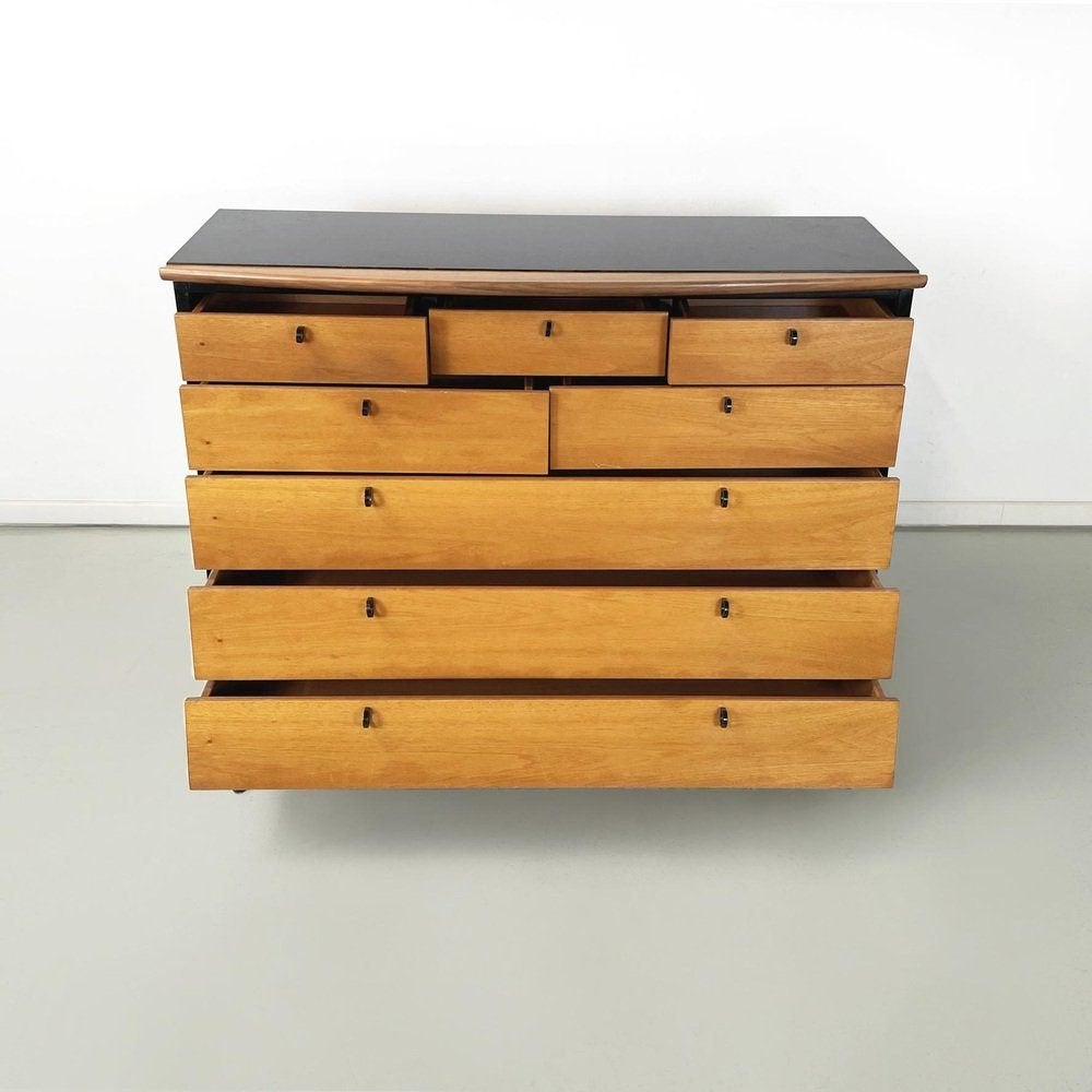 Umberto Asnago voor Giorgetti jaren 80 – brede ladekast, Huis en Inrichting, Kasten | Ladekasten, 100 tot 150 cm, 5 laden of meer