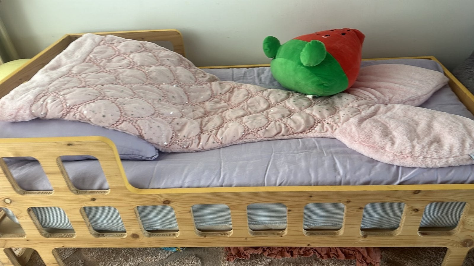 Lukaas junior peuterbed - Houten kinderbed, Ophalen, Bohemian, 190 cm of minder, Zo goed als nieuw
