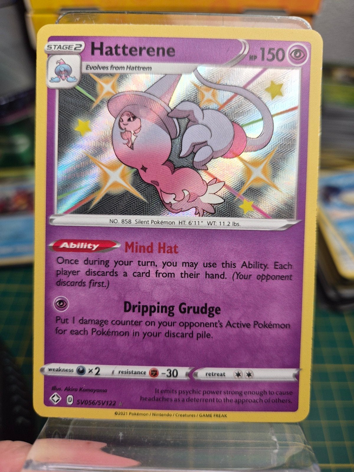 Hatterene SV56/SV122 Shining Fates Shiny Rare Pokémon Kaart, Ophalen of Verzenden, Nieuw, Losse kaart, Foil