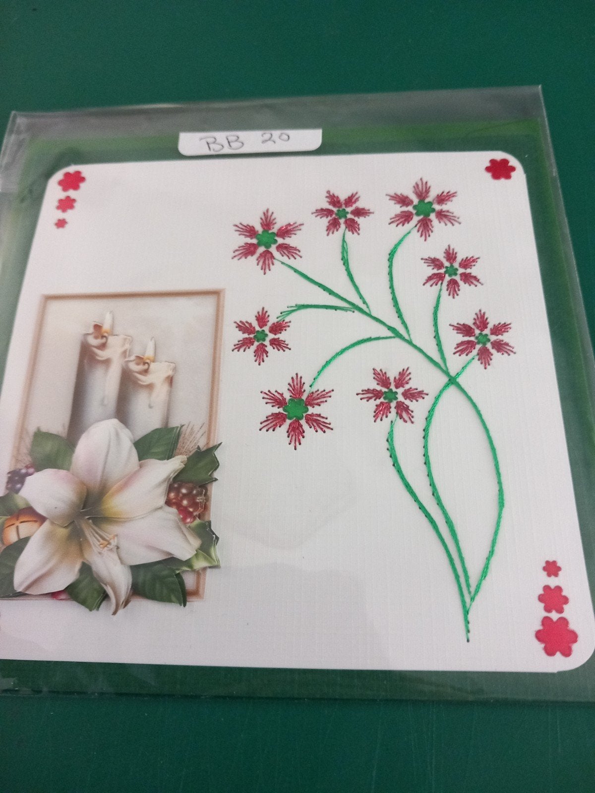 Zelfgemaakte dubbele vierkante kaart KERST, Hobby en Vrije tijd, Ophalen of Verzenden, Zo goed als nieuw, Kerst