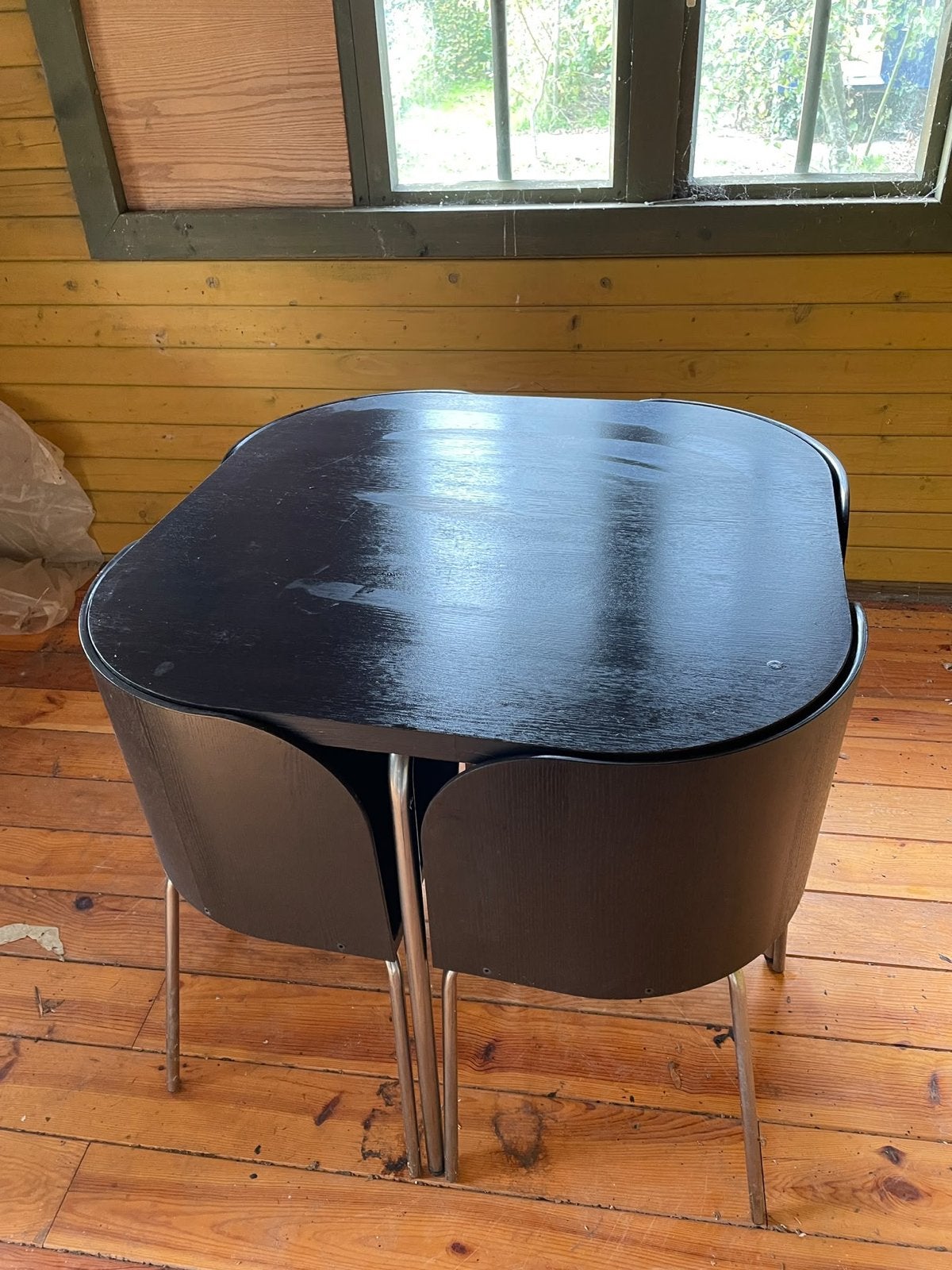 IKEA Fusion tafel met 4 stoelen - Zwart, Ophalen, Gebruikt, Vierkant, 50 tot 100 cm