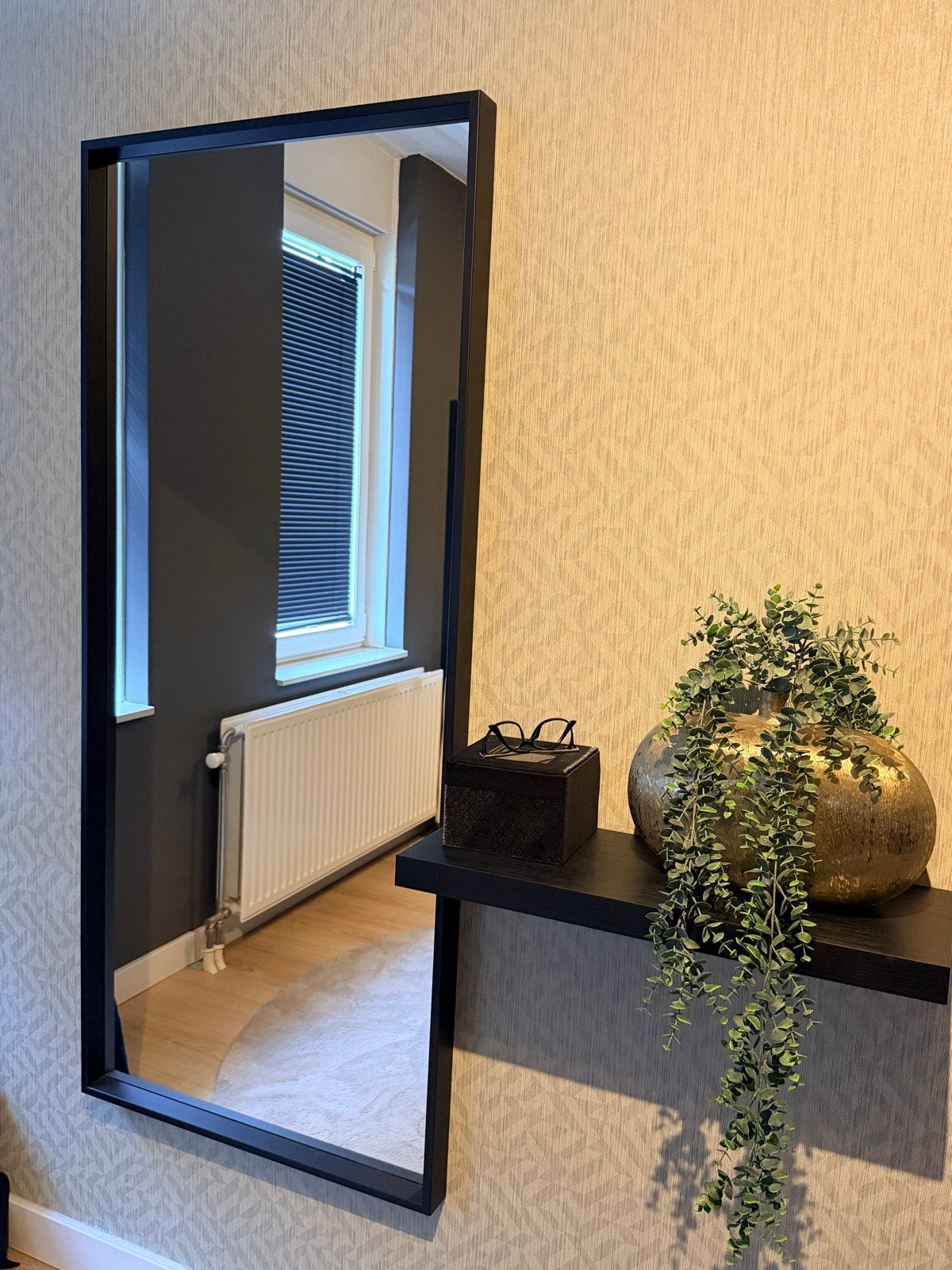 IKEA Spiegel 65x150 cm - Zwart frame, Ophalen, 100 tot 150 cm, Zo goed als nieuw, Rechthoekig