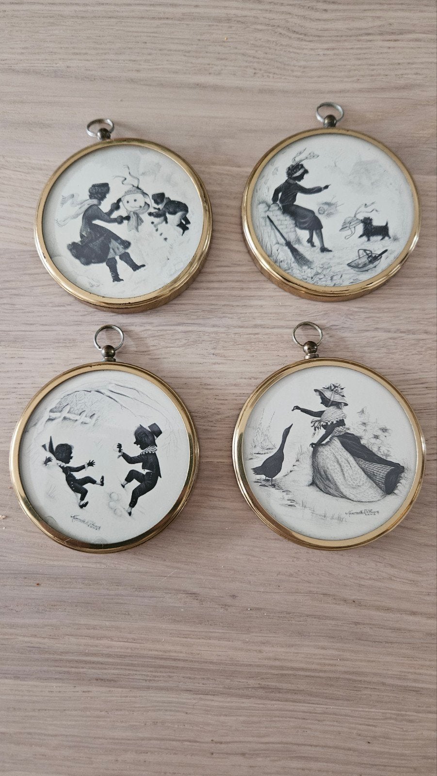 4 vintage schilderijtjes marcelle D. Shears., Ophalen of Verzenden