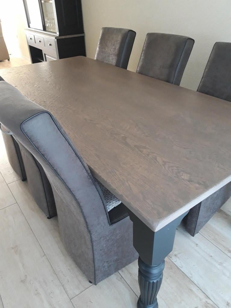 eettafel met 6 mooie stoelen, Huis en Inrichting, Tafels | Eettafels, Ophalen, 200 cm of meer, Zo goed als nieuw, Vijf personen of meer