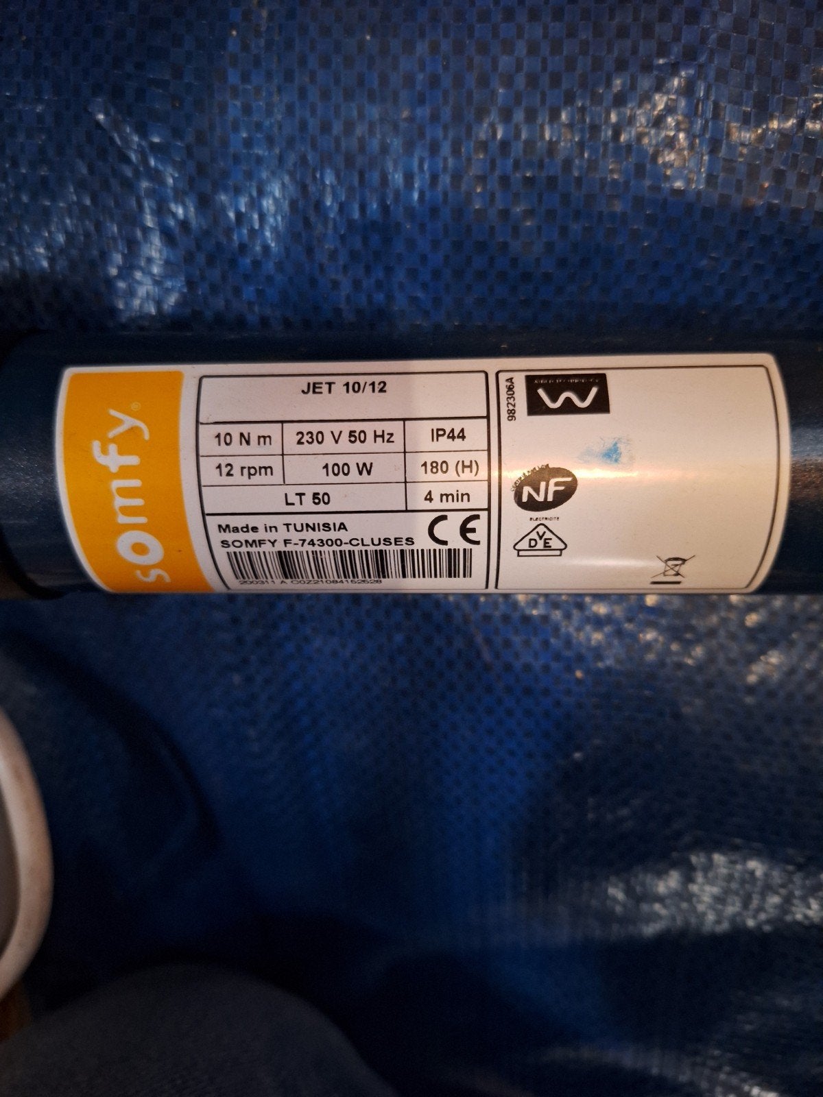 Somfy JET 10/12 buismotor voor rolluiken/zonwering, Overige kleuren, Minder dan 100 cm, Nieuw, Ophalen of Verzenden