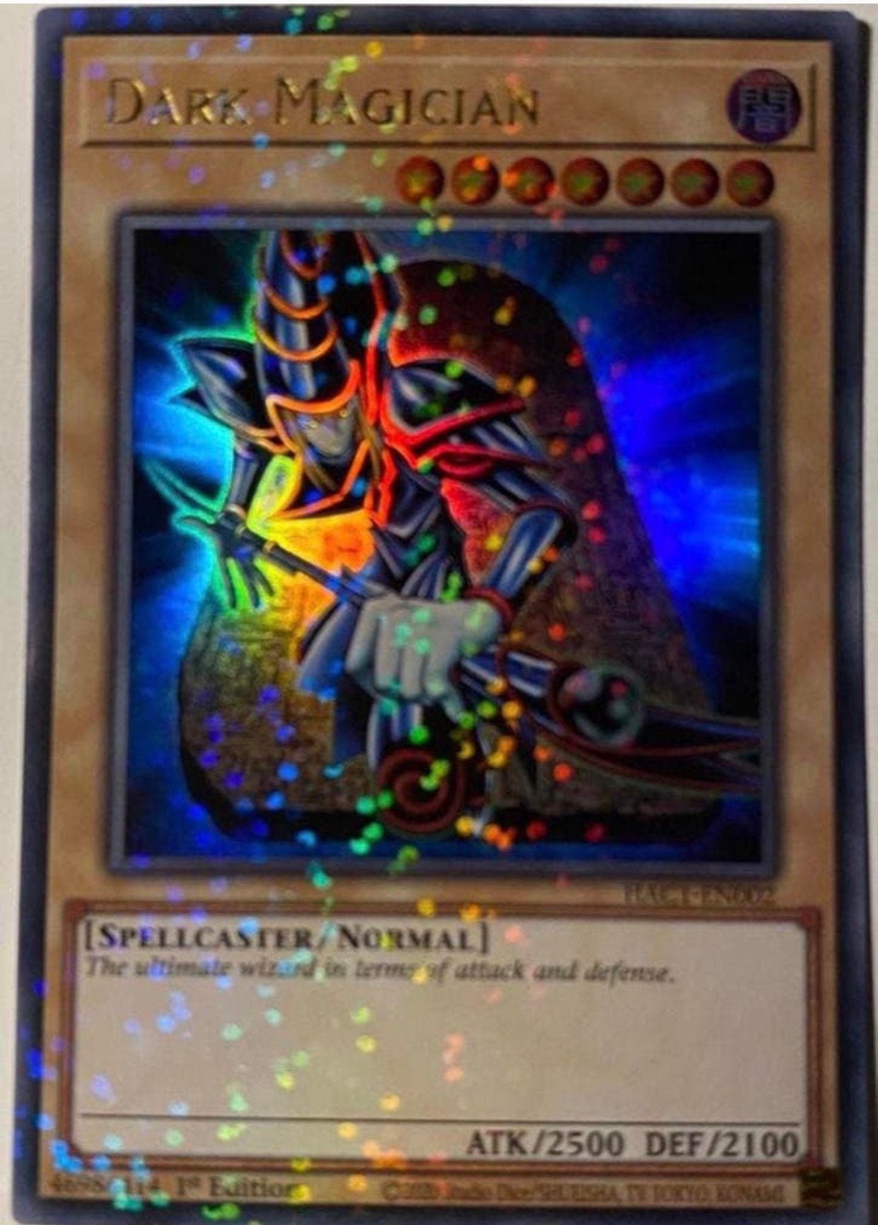 Yu-Gi-Oh! Dark Magician HAC1 1st Edition !, Ophalen of Verzenden, Zo goed als nieuw, Losse kaart, Foil