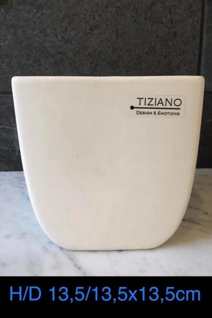 Mooie Italiaanse Tiziano design bloempot met bio Graslelie, Ophalen, Binnen, Zo goed als nieuw, Terracotta