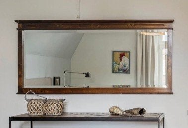 Grote spiegel, facet geslepen met houten lijst, Ophalen, Gebruikt, 125 cm of meer, Minder dan 100 cm