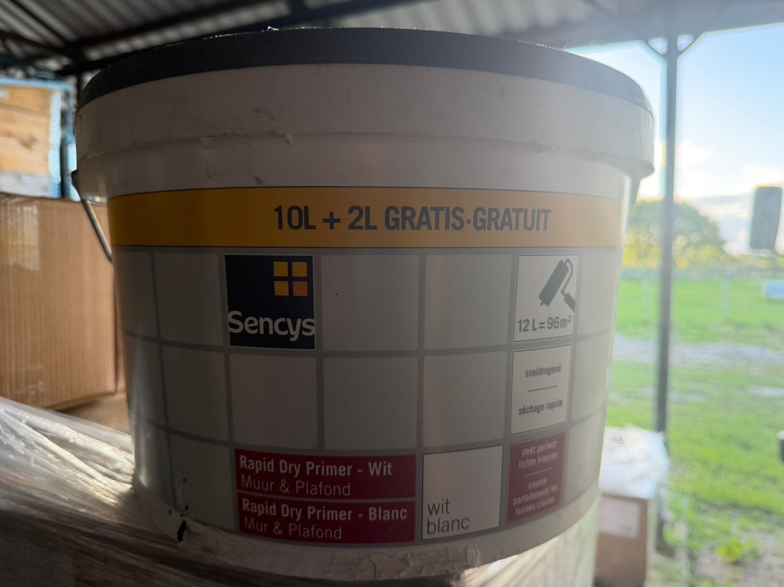 Witte muurverf 12 ltr voor 96m2, Ophalen, Zo goed als nieuw