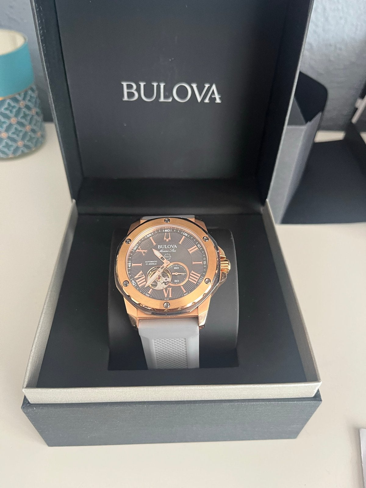 Bulova Marine Star Automatic 98A228 Horloge - Rubber - Grijs, Overige merken, Overige materialen, Verzenden, Polshorloge