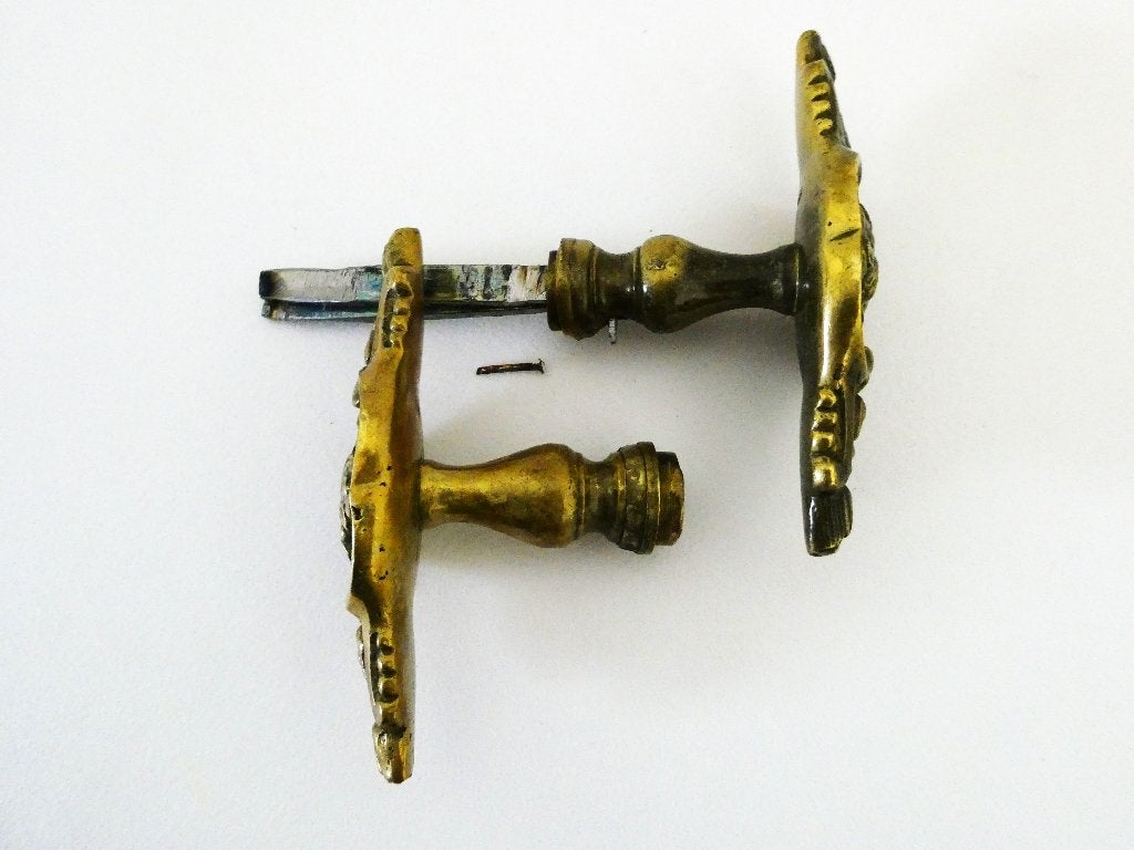 Een set deurklinken deurknop deurknoppen van brons, Ophalen of Verzenden, Brons