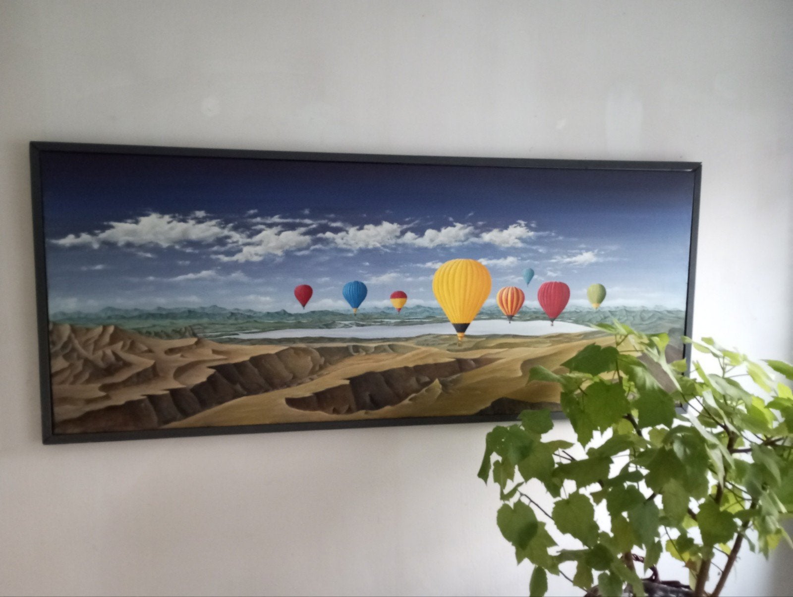 Kleurrijk schilderij luchtballonnen - Acryl op doek, Ophalen, Handgeschilderd, Doek