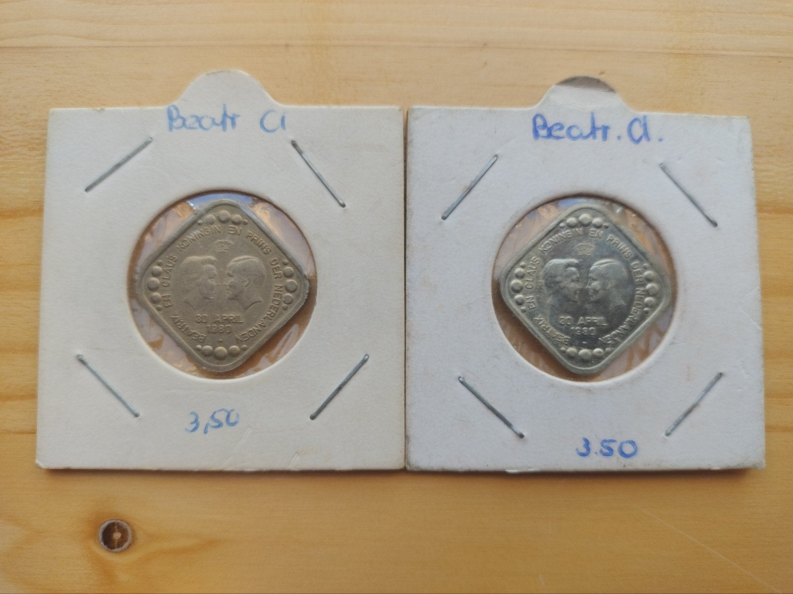 2x Nederlandse 5 cent munten Huwelijk Beatrix en Claus, Setje, Koningin Beatrix, Geboorte of Huwelijk, Overige waardes