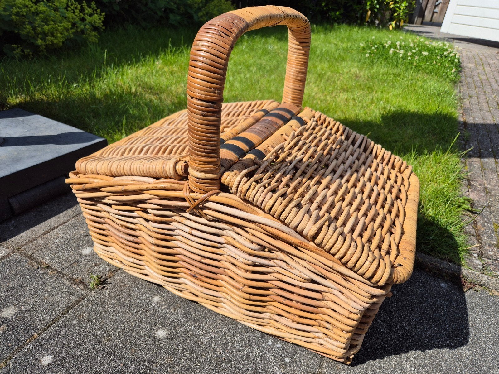 Grote rieten picknickmand, Ophalen, Nieuw, Zonder inhoud