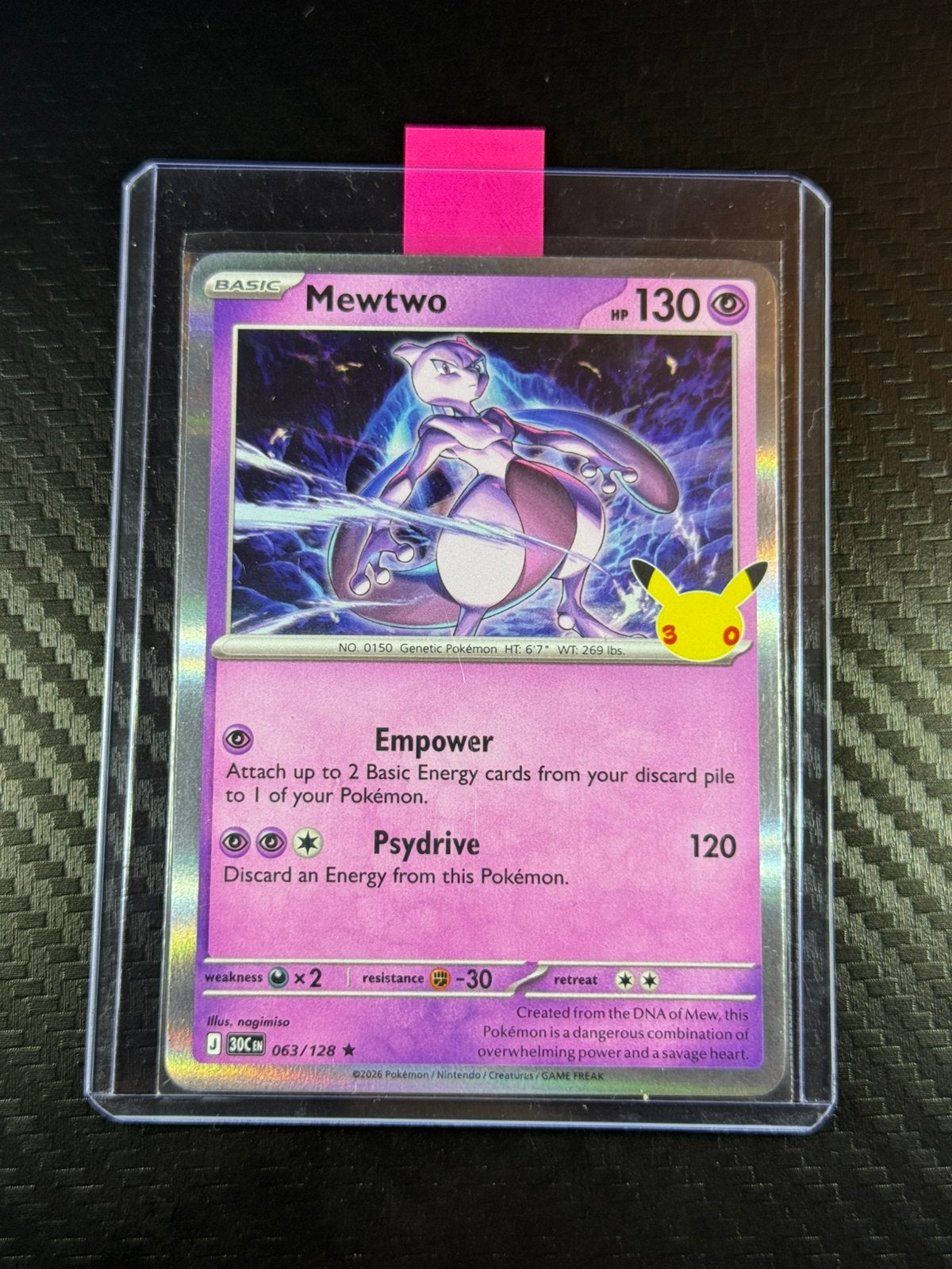Mewtwo | Holo | Rare | 30th Celebration | 2026 | #063/128, Verzenden, Zo goed als nieuw, Losse kaart