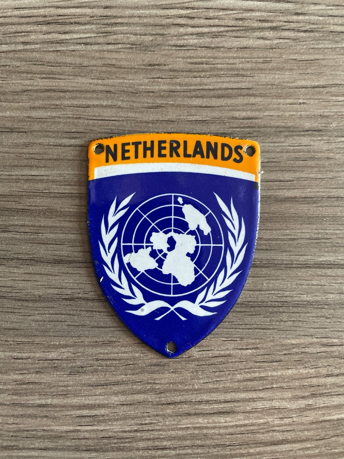 UNIFIL/UNPROFOR Nederland VN-militair schildje, Ophalen of Verzenden, Gebruikt