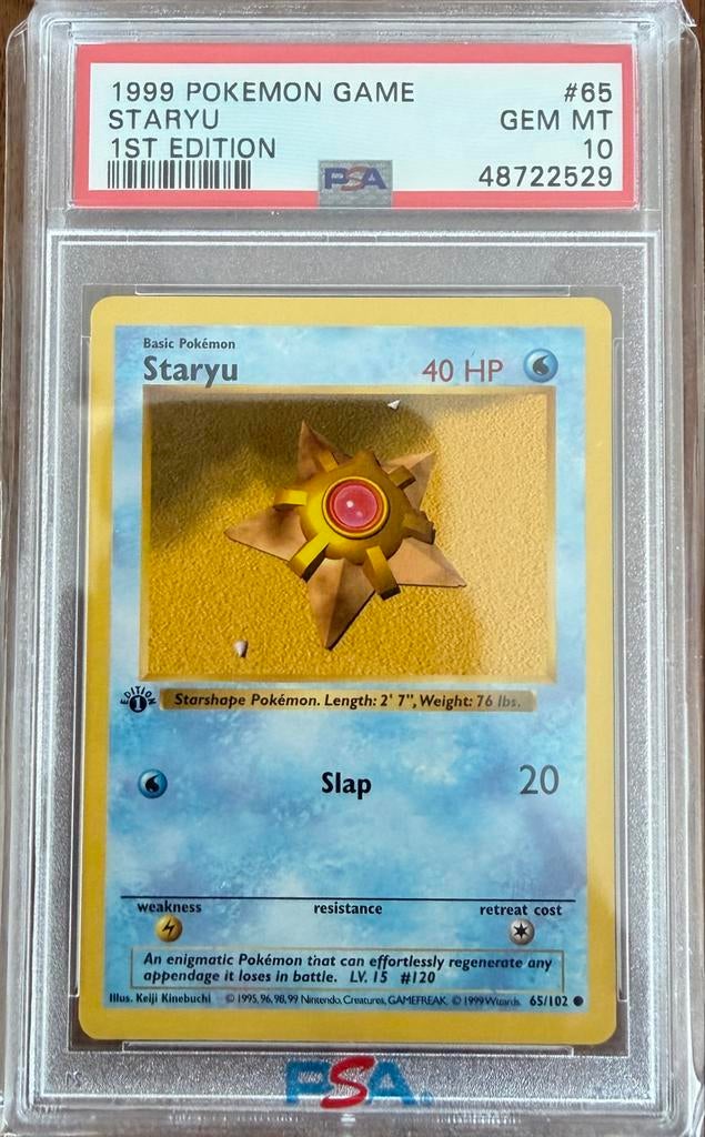 Staryu #65 1st Edition Shadowless | Base Set | PSA 10, Ophalen of Verzenden, Nieuw, Losse kaart