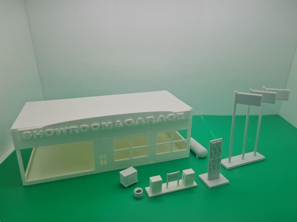 Showroom & Garage met pomp schaal 1:87 / H0, Overige merken, Gelijkstroom of Wisselstroom, Brug, Tunnel of Gebouw, Nieuw
