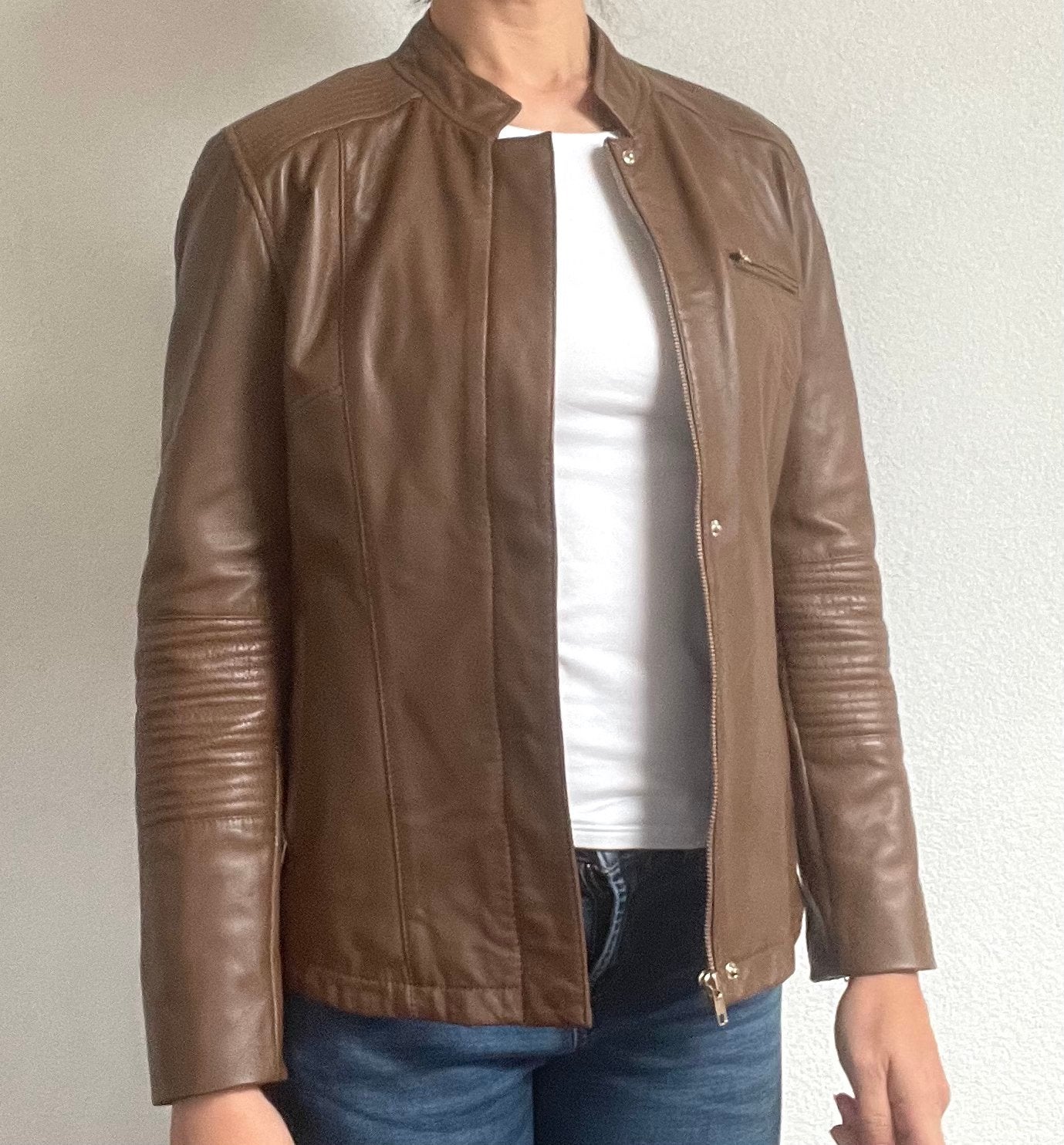 Echt leren jas, bruin, van Stefanel NIEUW, Ophalen of Verzenden, Nieuw, Maat 38/40 (M), Bruin